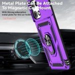 for Motorola Moto G 2025 Case, with Slide Camera Cover HD Screen Protector [Military Grade 16ft. Drop Tested] Magnetic Ring Holder Kickstand Protective Phone Case for Motorola Moto G 2025, Purple