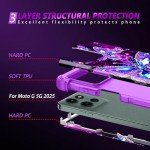 Miqala for Moto G 5G 2025 Case,Glow in The Dark Three Layer Heavy Duty Shockproof Full Body Protection Hard Plastic Bumper+Soft Silicone Protective Case for Motorola Moto G 5G 2025,Amaranth Dark