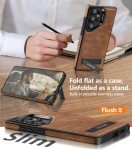 WTCASE Strong Magnetic for Samsung Galaxy S25 Ultra Case Leather,[Compatible with MagSafe], Slim Adjustable Kickstand Phone Case for Samsung S25 Ultra (Brown)