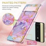 Btscase for Google Pixel 6 Case, Gold Glitter Bling Marble Pattern Hard PC Slim Fit Shockproof Full Body Rugged Drop Protective Women Girls Cover Cute Case for Google Pixel 6 (2021), Pink