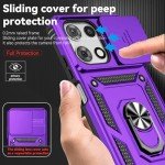 for Motorola Moto G 2025 Case, with Slide Camera Cover HD Screen Protector [Military Grade 16ft. Drop Tested] Magnetic Ring Holder Kickstand Protective Phone Case for Motorola Moto G 2025, Purple