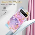 Btscase for Google Pixel 6 Case, Gold Glitter Bling Marble Pattern Hard PC Slim Fit Shockproof Full Body Rugged Drop Protective Women Girls Cover Cute Case for Google Pixel 6 (2021), Pink