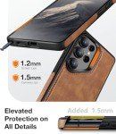 WTCASE Strong Magnetic for Samsung Galaxy S25 Ultra Case Leather,[Compatible with MagSafe], Slim Adjustable Kickstand Phone Case for Samsung S25 Ultra (Brown)