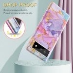 Btscase for Google Pixel 6 Case, Gold Glitter Bling Marble Pattern Hard PC Slim Fit Shockproof Full Body Rugged Drop Protective Women Girls Cover Cute Case for Google Pixel 6 (2021), Pink