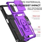 for Motorola Moto G 2025 Case, with Slide Camera Cover HD Screen Protector [Military Grade 16ft. Drop Tested] Magnetic Ring Holder Kickstand Protective Phone Case for Motorola Moto G 2025, Purple