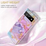 Btscase for Google Pixel 6 Case, Gold Glitter Bling Marble Pattern Hard PC Slim Fit Shockproof Full Body Rugged Drop Protective Women Girls Cover Cute Case for Google Pixel 6 (2021), Pink