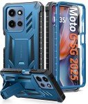 FNTCASE for Motorola Moto G-5G-2025 Case: Military Grade Drop Proof Protection Mobile Cover with Kickstand | Matte Textured Rugged Shockproof TPU | Protective Sturdy Phone Case - Blue