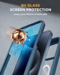 Miracase Magnetic for iPhone 15 Pro Case [Compatible with MagSafe] Full-Body Phone case with Built-in Glass Screen Protector& Camera Protector, Military Drop Proof 15 Pro Cover 6.1 inch, Storm Blue