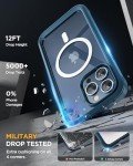Miracase Magnetic for iPhone 15 Pro Case [Compatible with MagSafe] Full-Body Phone case with Built-in Glass Screen Protector& Camera Protector, Military Drop Proof 15 Pro Cover 6.1 inch, Storm Blue