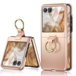 Maxdara for Motorola Razr 2024 Case with Ring [Not Fit Razr Plus 2024], Moto Razr 2024 Case with Built-in Outer Screen Protector Slim Thin Case for Moto Razr 2024 (Rose Gold)