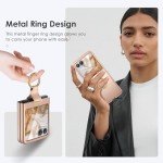 Maxdara for Motorola Razr 2024 Case with Ring [Not Fit Razr Plus 2024], Moto Razr 2024 Case with Built-in Outer Screen Protector Slim Thin Case for Moto Razr 2024 (Rose Gold)