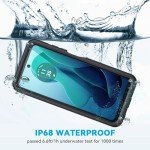 Lanhiem for Moto G 5G 2024 Case, IP68 Waterproof Dustproof Shockproof Case with Built-in Screen Protector, Full Body Underwater Protective Cover for Moto G 5G 2024, Black