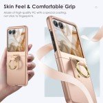 Maxdara for Motorola Razr 2024 Case with Ring [Not Fit Razr Plus 2024], Moto Razr 2024 Case with Built-in Outer Screen Protector Slim Thin Case for Moto Razr 2024 (Rose Gold)