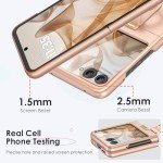 Maxdara for Motorola Razr 2024 Case with Ring [Not Fit Razr Plus 2024], Moto Razr 2024 Case with Built-in Outer Screen Protector Slim Thin Case for Moto Razr 2024 (Rose Gold)