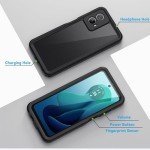 Lanhiem for Moto G 5G 2024 Case, IP68 Waterproof Dustproof Shockproof Case with Built-in Screen Protector, Full Body Underwater Protective Cover for Moto G 5G 2024, Black