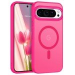 BENTOBEN Magnetic for Google Pixel 9 Pro XL Case, Pixel 9ProXL Phone Case Compatible with MagSafe, Translucent Matte Slim Shockproof Protective Magnetic Cover for Google 9 ProXL 6.8 inch, Hot Pink
