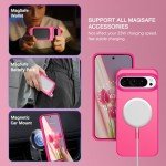 BENTOBEN Magnetic for Google Pixel 9 Pro XL Case, Pixel 9ProXL Phone Case Compatible with MagSafe, Translucent Matte Slim Shockproof Protective Magnetic Cover for Google 9 ProXL 6.8 inch, Hot Pink