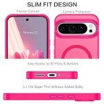 BENTOBEN Magnetic for Google Pixel 9 Pro XL Case, Pixel 9ProXL Phone Case Compatible with MagSafe, Translucent Matte Slim Shockproof Protective Magnetic Cover for Google 9 ProXL 6.8 inch, Hot Pink
