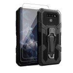 for LG K51 Phone Case,with Tempered Glass Screen Protector [2Pack] Heavy-Duty Military Grade 15ft. Drop Tested Protective Case for LG K51 -BLACK