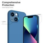ORNARTO Compatible with iPhone 13 Mini Case, Slim Liquid Silicone 3 Layers Full Covered Soft Gel Rubber with Microfiber Case Cover 5.4 inch-Blue