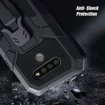 for LG K51 Phone Case,with Tempered Glass Screen Protector [2Pack] Heavy-Duty Military Grade 15ft. Drop Tested Protective Case for LG K51 -BLACK