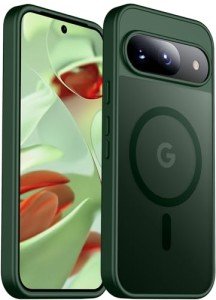 teloxy Magnetic for Google Pixel 9 Pro Case/Google Pixel 9 Case,[Military Drop Protection] [Anti-Fingerprint] Slim Translucent Matte Back Phone Case,Green