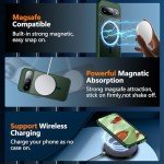 teloxy Magnetic for Google Pixel 9 Pro Case/Google Pixel 9 Case,[Military Drop Protection] [Anti-Fingerprint] Slim Translucent Matte Back Phone Case,Green