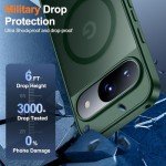 teloxy Magnetic for Google Pixel 9 Pro Case/Google Pixel 9 Case,[Military Drop Protection] [Anti-Fingerprint] Slim Translucent Matte Back Phone Case,Green