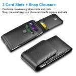 Takfox Phone Holster for Samsung Galaxy S25 Ultra S24 Plus S23 S22 S21 FE 5G S20 S10 A03s A16 A15 A14 A13 A35 A56 A51 A71 5G, Note 20 J7 J3 Leather Cell Phone Pouch Belt Holder Carrying Case,Black