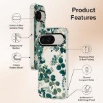 MOSNOVO Case for Google Pixel 9 & Pixel 9 Pro, [Buffertech 6.6ft Military-Grade Drop Protection] [Anti Peel Off Tech] Clear TPU Bumper Phone Case Cover Design - Eucalyptus