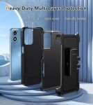 FNTCASE for Motorola Moto G-Play-2024 Case: Heavy Duty Drop Protection with Rugged Belt-Clip Holster & Kickstand Military Grade Shockproof Durable Protective Cell Phone Cover (Black)