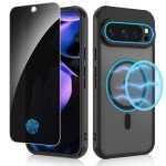 Ruky for Google Pixel 9 Pro XL Case Compatible with MagSafe, [with Privacy Screen Protector] Translucent Shockproof Slim Protective Phone Case for Google Pixel 9 Pro XL 6.8 inch, Black