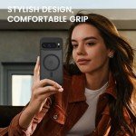 Ruky for Google Pixel 9 Pro XL Case Compatible with MagSafe, [with Privacy Screen Protector] Translucent Shockproof Slim Protective Phone Case for Google Pixel 9 Pro XL 6.8 inch, Black