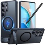 TORRAS Strong Magnetic & Seamless Stand for Samsung Galaxy S25 Ultra Case, Fit for MagSafe, Mil-Grade Drop Protection, Adjustable Kickstand for Samsung Galaxy S25 Ultra Case, Slim Frosted Matte Black
