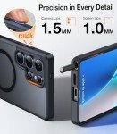 TORRAS Strong Magnetic & Seamless Stand for Samsung Galaxy S25 Ultra Case, Fit for MagSafe, Mil-Grade Drop Protection, Adjustable Kickstand for Samsung Galaxy S25 Ultra Case, Slim Frosted Matte Black