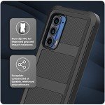 ENCASED Falcon Armor for Motorola Edge 5G UW Case with Built-in Screen Protector, Protective Heavy Duty Phone Case for Moto Edge 2021 (Black)