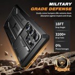 TONGATE for Samsung Galaxy S25 Ultra Case, [Built-in Slide Camera Cover & Screen Protector] [2 Front Frames] Full-Body Heavy Duty Shockproof S25 Ultra Phone Case with Stand & Belt Clip Holster, Black