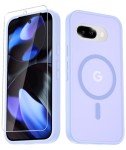 for Google Pixel 9a Case, Magnetic Phone Case with 1 Screen Protector [Military Grade Protection] [Compatible with MagSafe] Translucent Matte Protective Cover for Pixel 9a, Lavender Purple