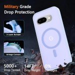 for Google Pixel 9a Case, Magnetic Phone Case with 1 Screen Protector [Military Grade Protection] [Compatible with MagSafe] Translucent Matte Protective Cover for Pixel 9a, Lavender Purple