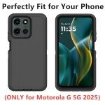 for Motorola Moto G 5G 2025 Case, Defender Case Heavy Duty Shockproof Dustproof 3 in 1 Rugged Protective Phone Cover for Moto G 2025 (Black)