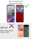 Cresee Case for Motorola Razr 2024 with Built-in Cover Screen Protector, Thin Hard Matte Polycarbonate Cover Phone Case for Moto Razr 2024 - Red+Glass