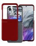 Cresee Case for Motorola Razr 2024 with Built-in Cover Screen Protector, Thin Hard Matte Polycarbonate Cover Phone Case for Moto Razr 2024 - Red+Glass
