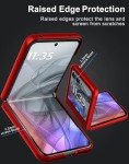 Cresee Case for Motorola Razr 2024 with Built-in Cover Screen Protector, Thin Hard Matte Polycarbonate Cover Phone Case for Moto Razr 2024 - Red+Glass