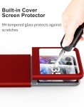 Cresee Case for Motorola Razr 2024 with Built-in Cover Screen Protector, Thin Hard Matte Polycarbonate Cover Phone Case for Moto Razr 2024 - Red+Glass