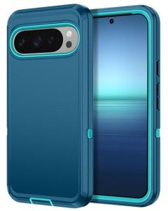I-HONVA for Google Pixel 9 Pro XL Case Shockproof Dust/Drop Proof 3-Layer Full Body Protection [Without Screen Protector] Rugged Heavy Duty Cover Case for Google Pixel 9 Pro XL,Turquoise
