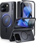 TONGATE Magnetic for Pixel 9 Pro Fold Case with Stand, [Compatible with MagSafe] Rugged Google 9Pro Fold Phone Case Built in Screen Protector & Hinge Protection for Google Pixel Fold 2 2024 8", Black