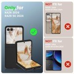 Caka for Motorola Razr 2024 Case with Clip, Moto Razr 2024 Case with Screen Protector [Not fit Razr Plus 2024], Slim Thin Flip Phone Cover and Belt Hip Holster Combo Accessories for Razr 50 - Black
