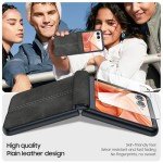 for Motorola Razr 2024 Case, Built-in Screen Protector& Hinge Protection & Ultra Thin PU Leather Matte PC Shockproof Phone Cover Smartphone Case for Moto Razr 2024(Black Gray)