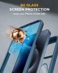Miracase Magnetic for iPhone 15 Pro Max Case 6.7'' [Compatible with Magsafe] Full-Body Drop Proof Bumper Phone Case for iPhone 15 Pro Max with Built-in 9H Tempered Glass Screen Protector,Blue