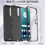 Annymall for Motorola Moto G 5G 2024 Case with 2 Screen Protector,Full Body Shockproof Drop Protection Dustproof Heavy Duty 3-Layer Military Rugged Durable Defender Cover (Black)